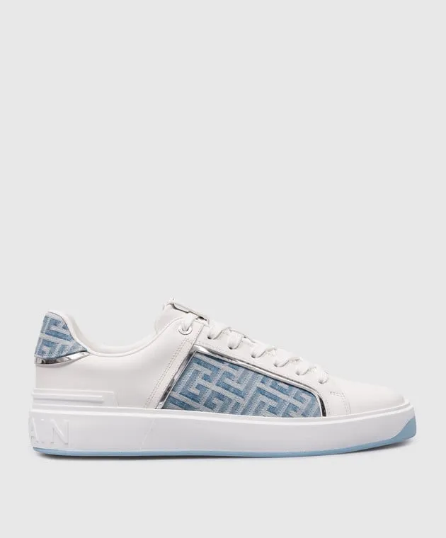 Balmain White logo B-Court combo sneakers