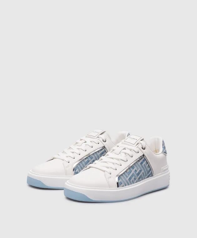 Balmain White logo B-Court combo sneakers