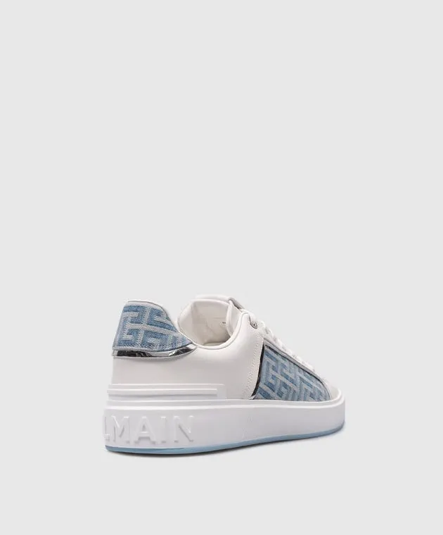 Balmain White logo B-Court combo sneakers