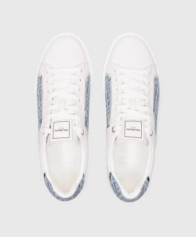 Balmain White logo B-Court combo sneakers