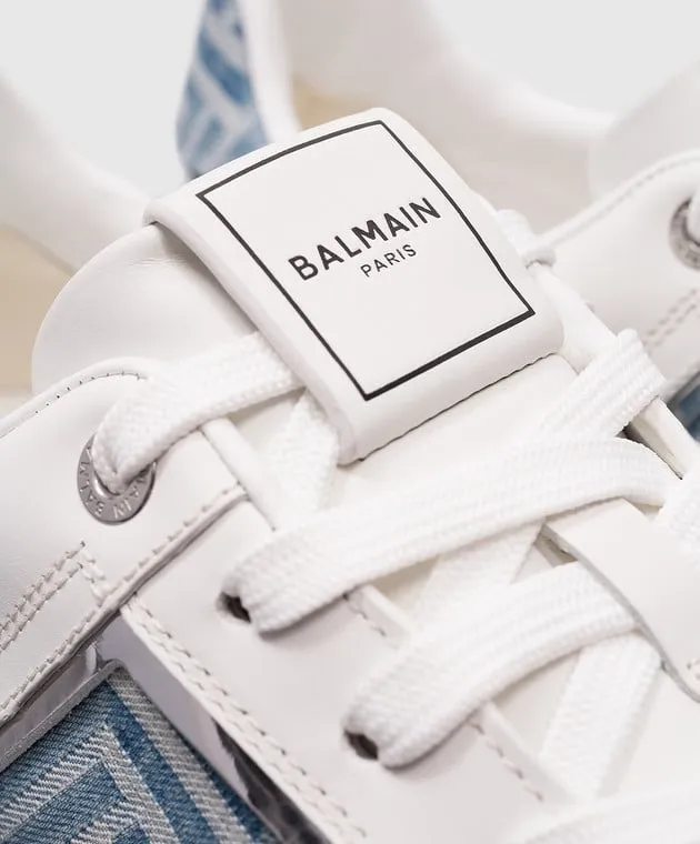 Balmain White logo B-Court combo sneakers