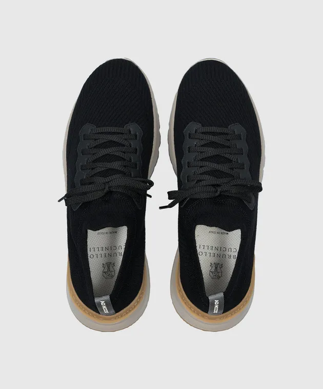 Brunello Cucinelli Black sneakers with textured logo