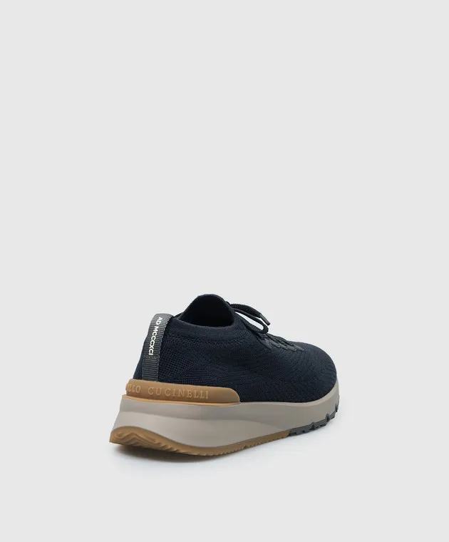 Brunello Cucinelli Blue sneakers with textured logo