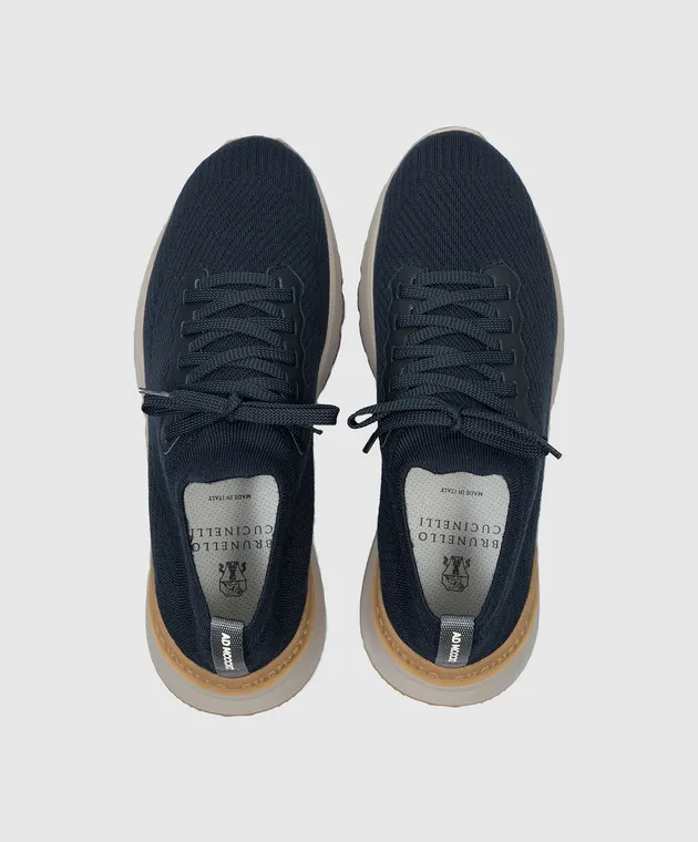 Brunello Cucinelli Blue sneakers with textured logo