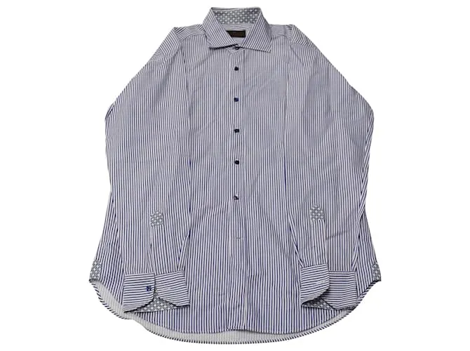 Camisa de manga larga a rayas con ribetes en contraste en algodón azul de Etro 