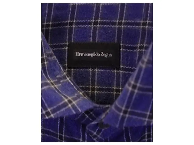 Camisa Ermenegildo Zegna de manga larga a cuadros de algodón azul 