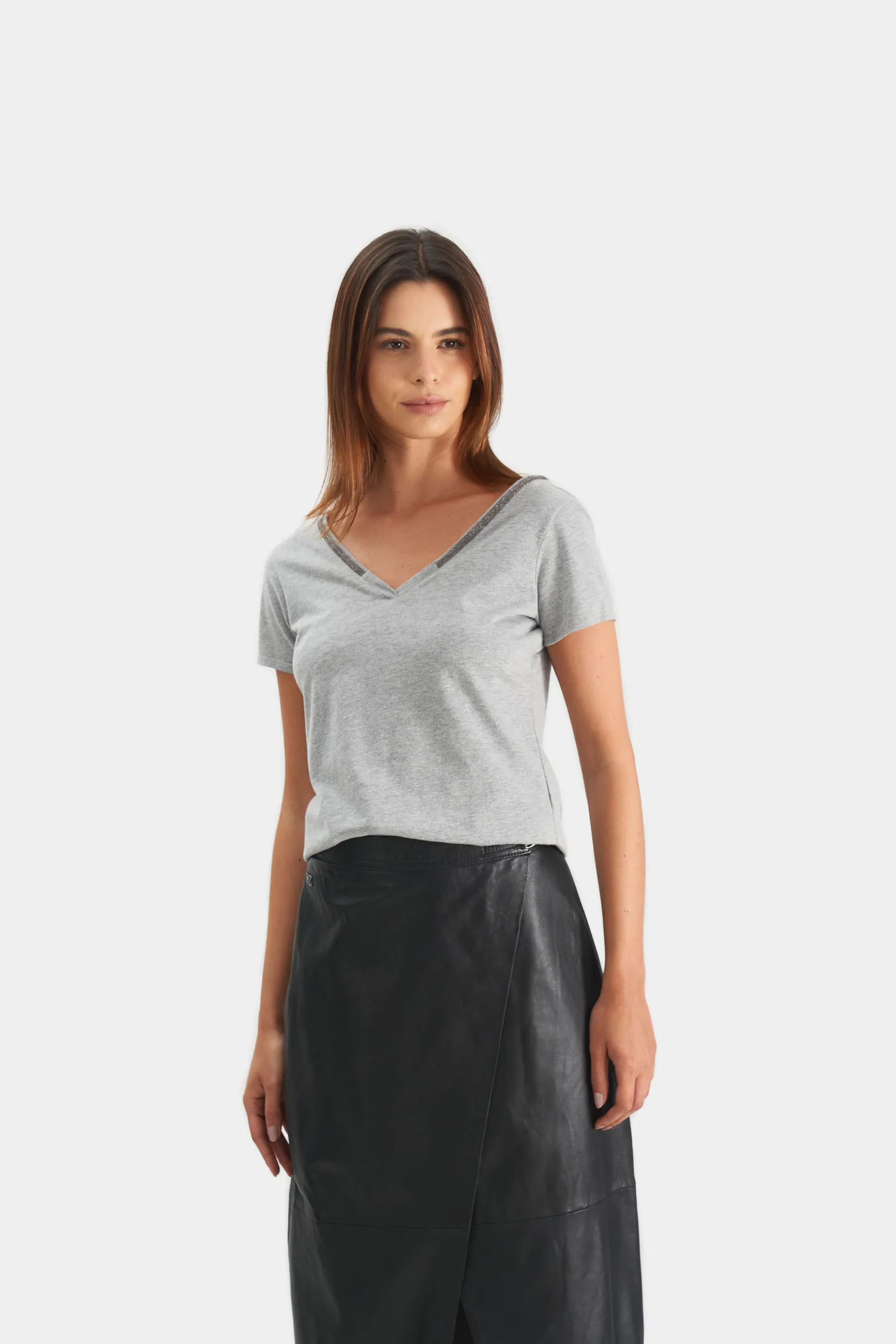 Camiseta millare para mujer manga corta Gris