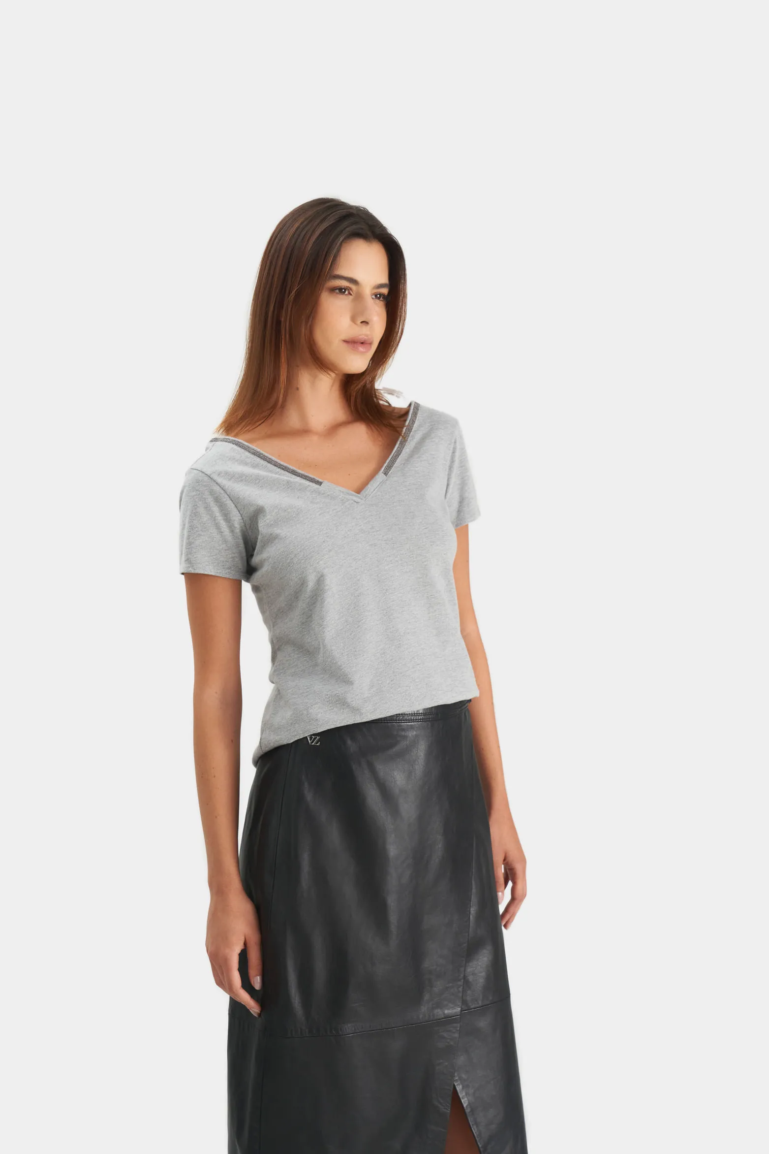 Camiseta millare para mujer manga corta Gris