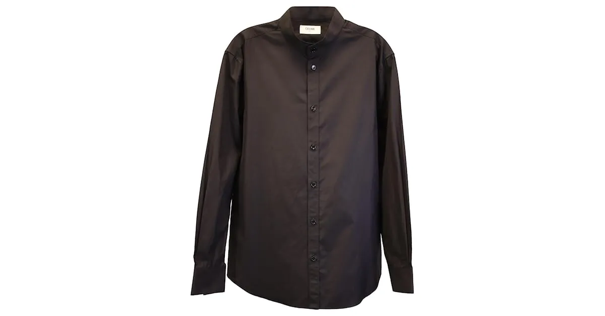 Céline Camisa de manga larga Celine de algodón negro 