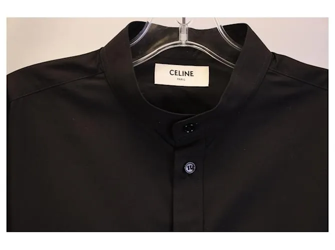 Céline Camisa de manga larga Celine de algodón negro 