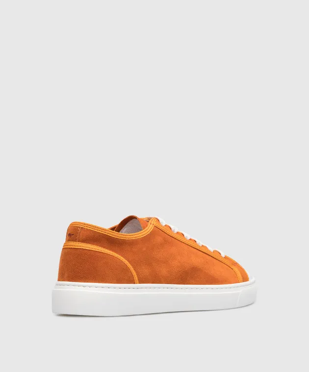 Doucal's Orange logo embossed suede sneakers