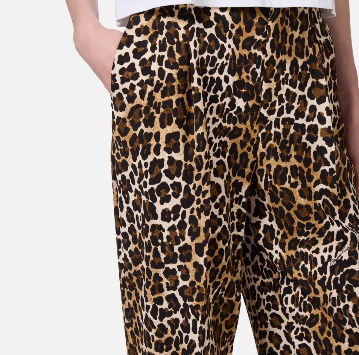 Elisabetta Franchi pantalon recto de crepe animal print con pinzas dobles