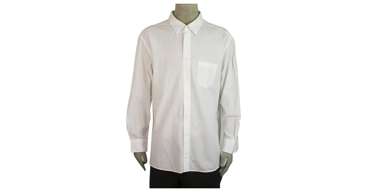 Ermenegildo Zegna camisa blanca clásica de algodón de manga larga para hombre 3SG Blanco 