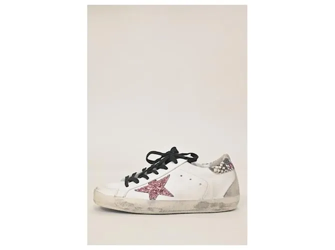 Golden Goose Superstar Low Top Sneakers en Cuero Blanco Crudo 