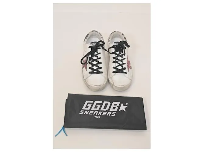 Golden Goose Superstar Low Top Sneakers en Cuero Blanco Crudo 