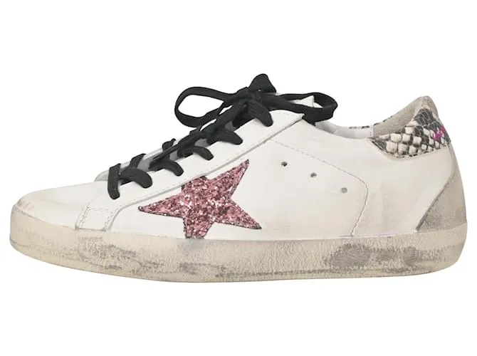 Golden Goose Superstar Low Top Sneakers en Cuero Blanco Crudo 