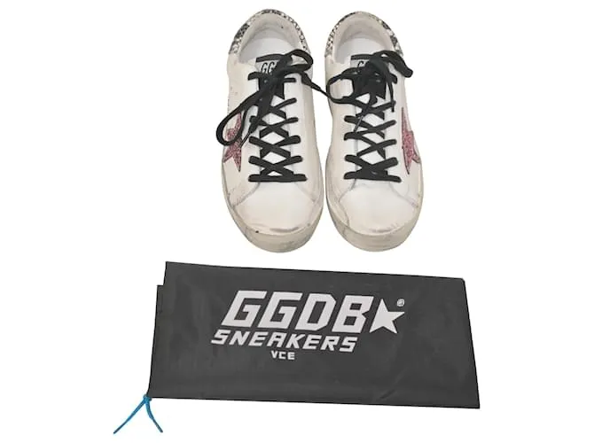 Golden Goose Superstar Low Top Sneakers en Cuero Blanco Crudo 