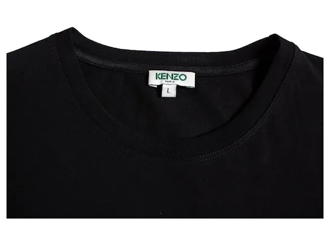 Kenzo, camisa negra manga larga con estampado Negro 