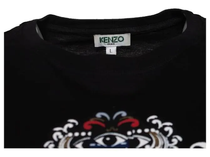 Kenzo, camisa negra manga larga con estampado Negro 