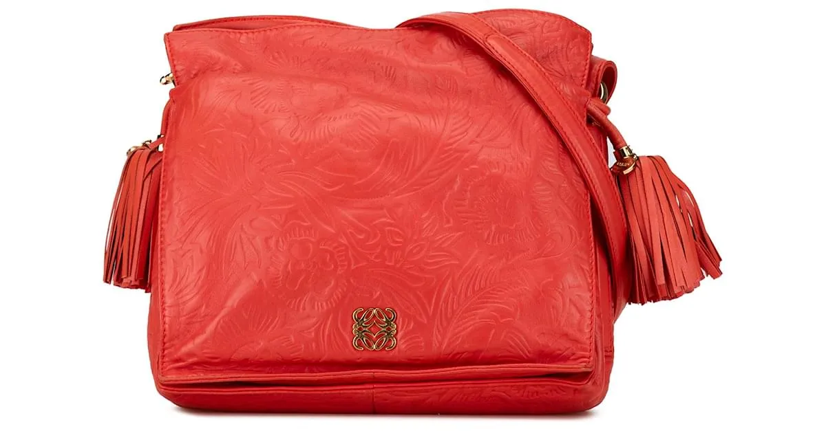 LOEWE Bandolera Flamenco con borlas en relieve rojo Roja 