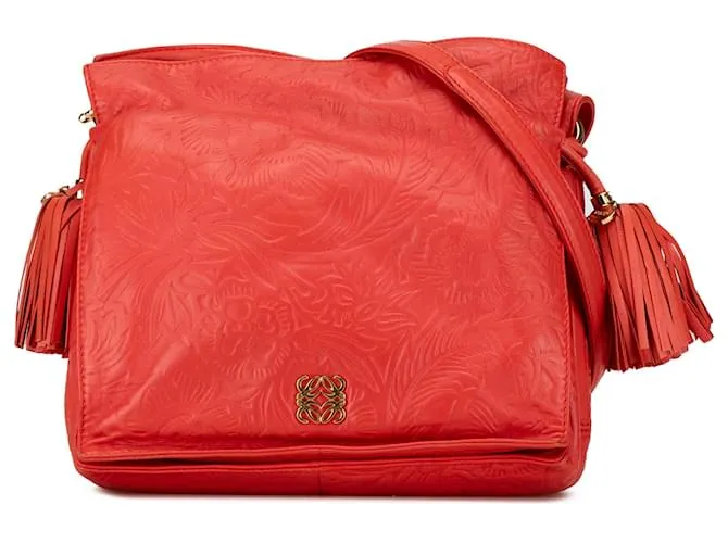 LOEWE Bandolera Flamenco con borlas en relieve rojo Roja 