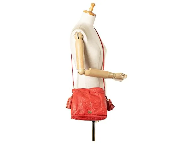 LOEWE Bandolera Flamenco con borlas en relieve rojo Roja 