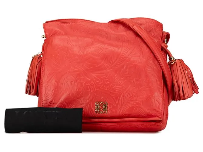 LOEWE Bandolera Flamenco con borlas en relieve rojo Roja 