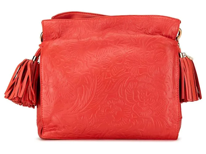 LOEWE Bandolera Flamenco con borlas en relieve rojo Roja 