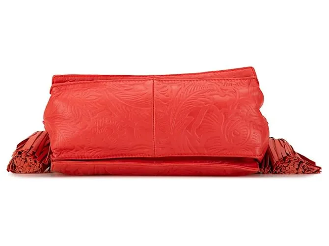 LOEWE Bandolera Flamenco con borlas en relieve rojo Roja 