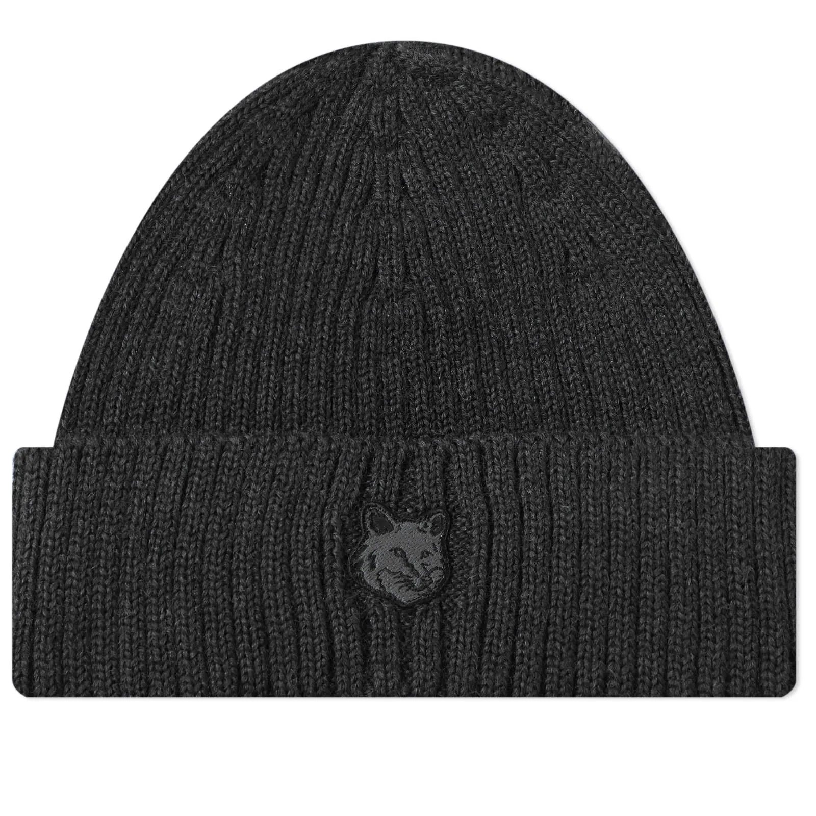 MAISON KITSUNÉ Fox Head Patch Ribbed Beanie