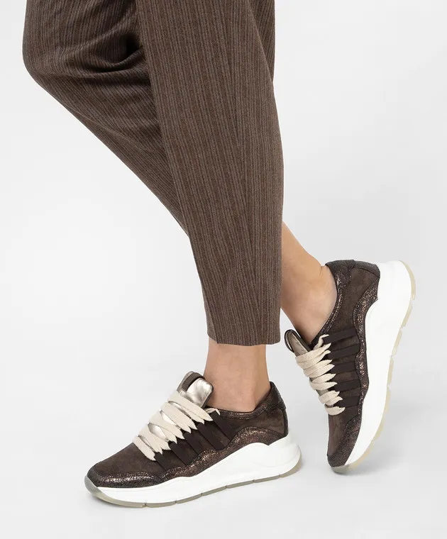 MYM Dark Brown Suede Twin Sneakers