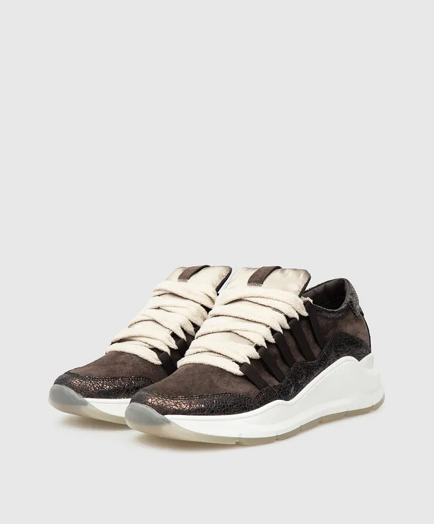 MYM Dark Brown Suede Twin Sneakers