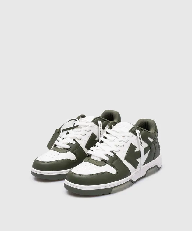 Off-White Out Of Office green leather sneakers