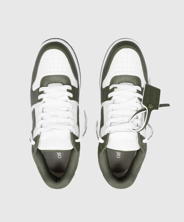 Off-White Out Of Office green leather sneakers