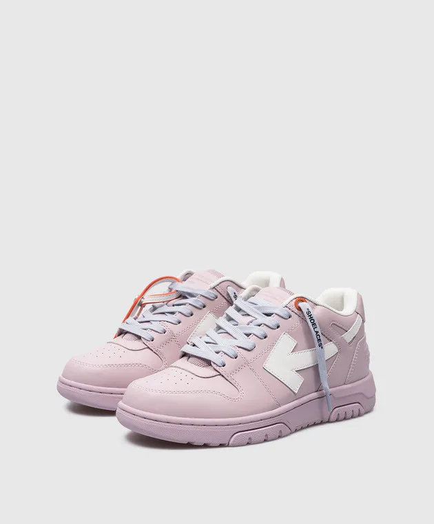 Off-White Out Of Office purple leather sneakers with logo patch