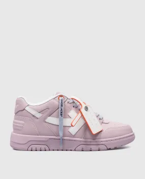 Off-White Out Of Office purple leather sneakers with logo patch