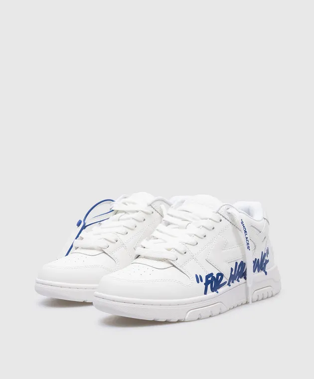 Off-White White leather sneakers with a for walking print