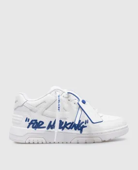 Off-White White leather sneakers with a for walking print