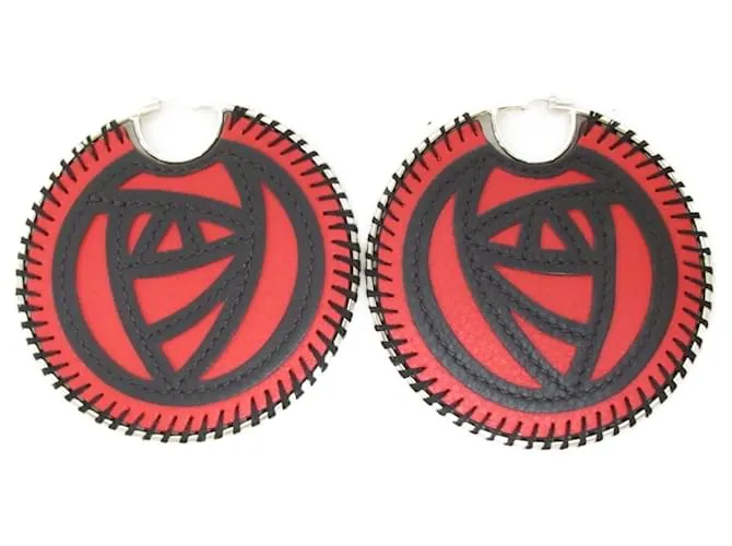 Pendientes de cuero rojo y acero inoxidable Loewe Roja 