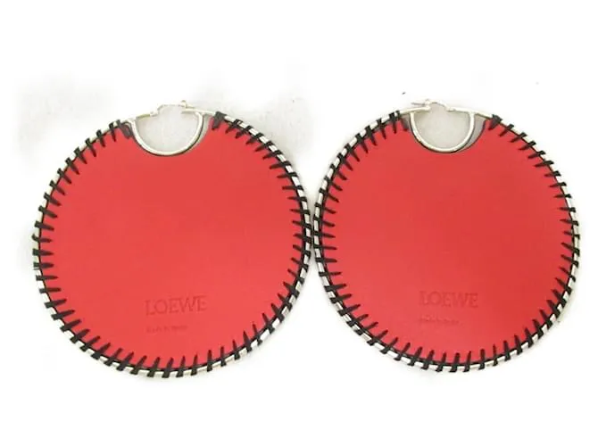 Pendientes de cuero rojo y acero inoxidable Loewe Roja 