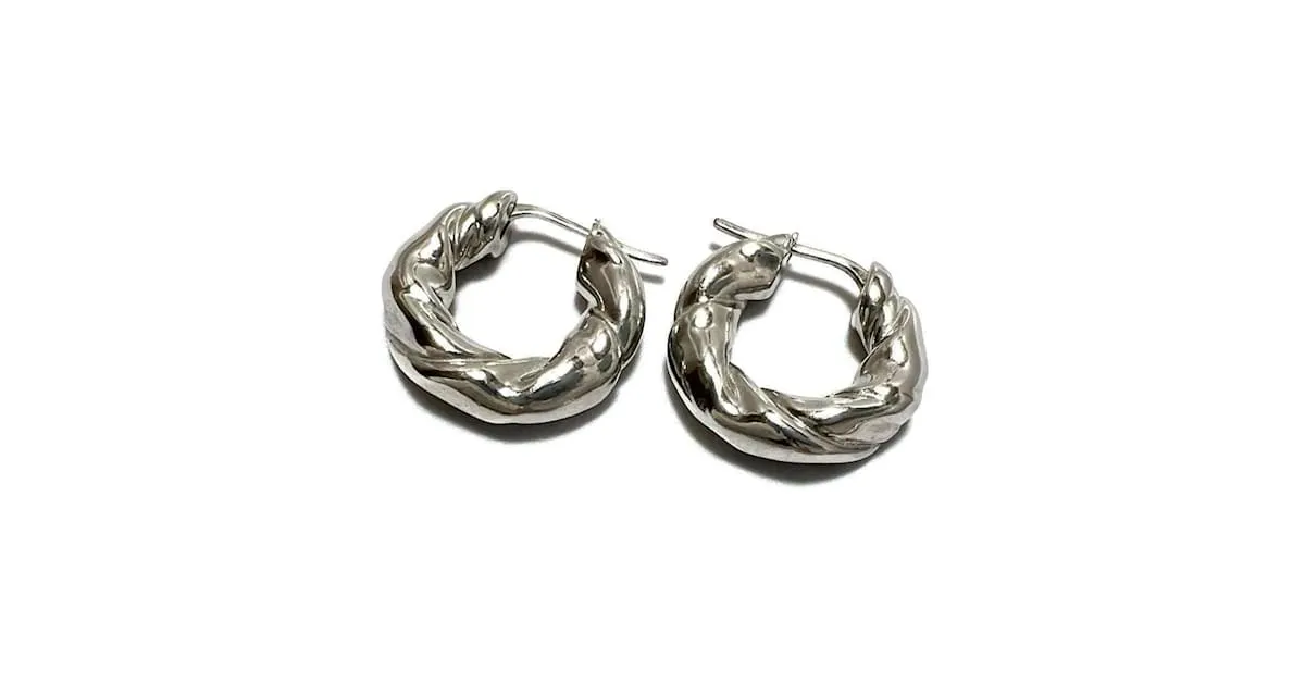 Pendientes Hoop Napa Twist para mujeres LOEWE Plata 