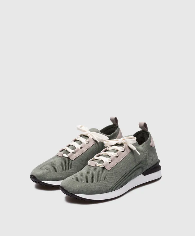 Peserico Green combination sneakers with logo