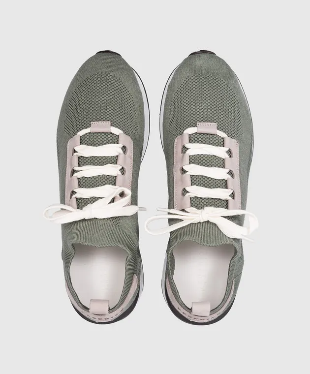 Peserico Green combination sneakers with logo