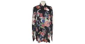 Saint Laurent Camisa de manga larga estampada negra Negro 