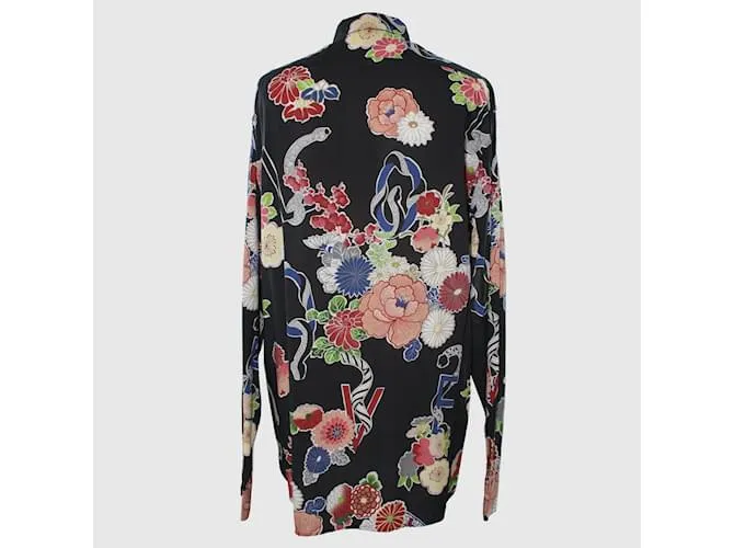 Saint Laurent Camisa de manga larga estampada negra Negro 