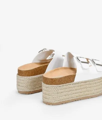 Sandalias con plataforma blancas de esparto