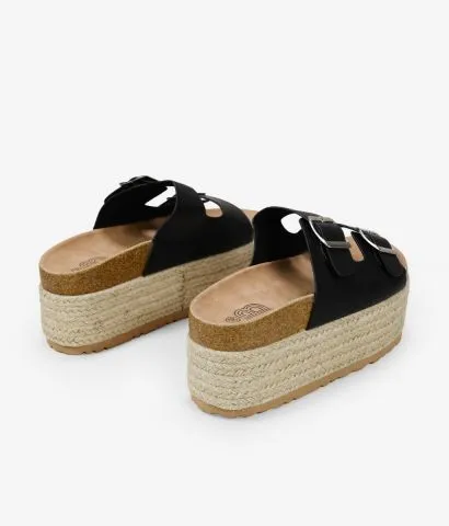 Sandalias con plataforma negras de esparto