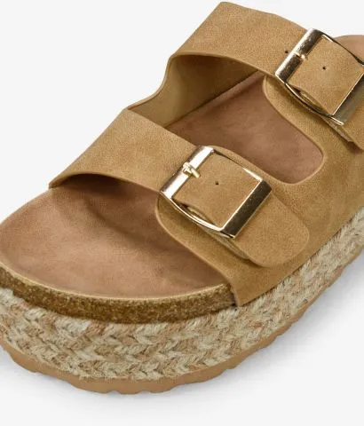 Sandalias de plataforma marrones con esparto bicolor