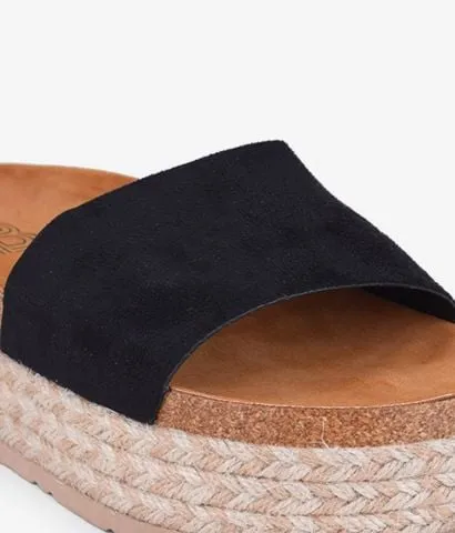 Sandalias de plataforma marrones con suela de esparto bicolor