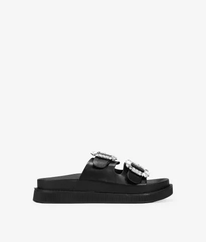 Sandalias negras con hebillas brillantes